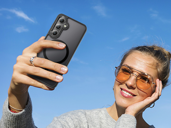 a black matte case, elegant, stylish, attractive