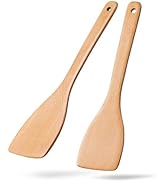 Hefild 2pcs Wooden Spatulas for Cooking, 13inch Coated Beech Wood Turners for Frying, Non-Scratch...