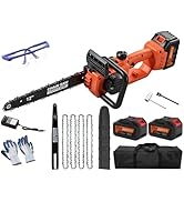 12" Electric Chainsaw Cordless with 2x4.0Ah Batteries, 1200W High Brushless Chainsaw with Auto Oi...