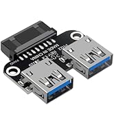 WLGQ USB 3.0 Dual Port Adapter – 19/20 PIN to Dual USB 3.0 Female Header for PC Motherboard Expan...