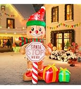 MUMTOP Inflatable Gingerbread Man-Christmas Inflatable Outdoor Decoration - 7.2 FT Gingerbread In...