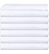 GOLD TEXTILES 6 Queen XL Bulk Flat Sheet (90 x115) Inches White T-200 Percale Hotel Linen Polycot...