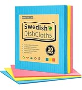 HOMERHYME Swedish Dishcloths, 10 Pack Multicolor Kitchen Cloths, Absorbent Dish Towels for Kitche...