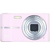 4k Pink Digital Camera Mini Camera for Photography, Vlogging Camera with 4400Megapixels, Anti-Sha...