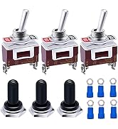 Twidec/3Pcs Waterproof Heavy Duty Toggle Switch 12V DC 30A SPST 2 Position 2 Pin ON/Off Switch wi...