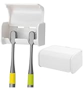 Self Adhesive Toothbrush Holder - Wall Mounted Toothbrush Holder with Cover, Suitable for Dormito...
