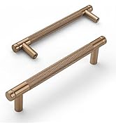 Amerdeco 10 Pack Champagne Bronze Knurled Cabinet Pulls 5 Inch Center to Center Champagne Gold Ki...