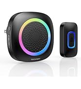 TECKNET Wireless Doorbell, Plug and Play, IP66 Waterproof Door Chime with RGB Light, 1300ft Door ...
