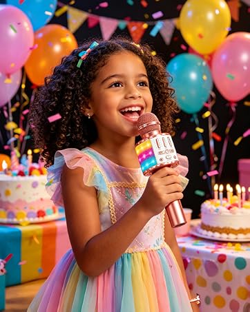 Kids Karaoke Microphone Machine Toys for Girls Bluetooth Microphone with LED Light