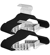 TIMMY 30-Pack Pants Hangers, 16.7-Inch Long Velvet Trousers Hangers with Adjustable Clips, Heavy-...