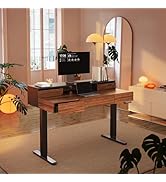 HUANUO Standing Desk with Drawers, 48 Inches Electric Height Adjustable Desk with Storage, Whole-...