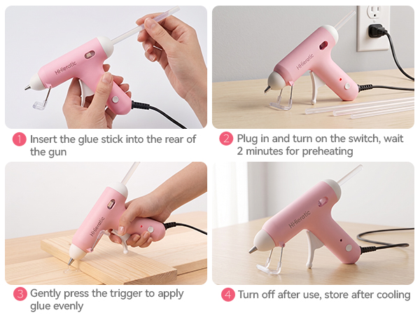 Mini Cute Hot Melt Glue Gun with 20 Glue Sticks, White Switch &amp; Red Indicator Light,Compact Glue Gun