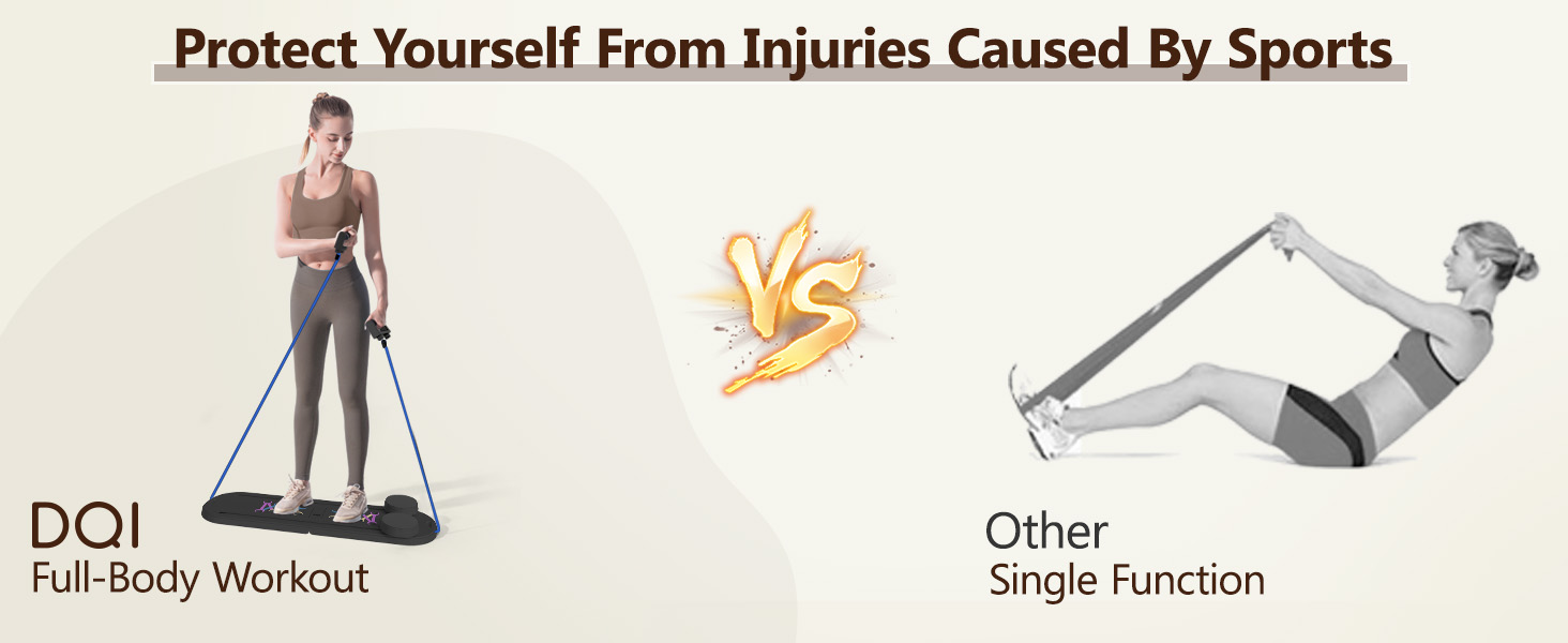 DQI pilates board enabling full-body resistance training compared to single-function workout tools.