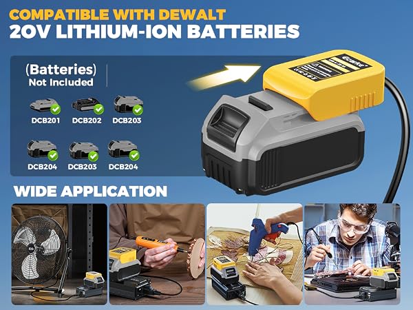 300W Portable Power Inverter for DeWALT 20V Batteries – Outdoor Battery Converter with 3US