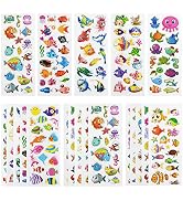 24 Sheets(400+) Fish 3D Puffy Stickers for Toddlers Kids, Bulk Preschool Sticker Sheets for Rewar...