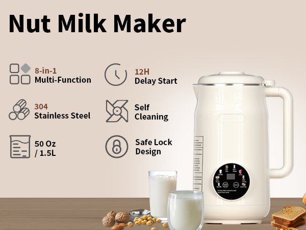 8 in 1 nut milk maker machine automatic soy milk maker blender