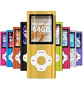 Mymahdi MP3/MP4 Portable Player, 1.8 Inch LCD Screen and Card Slot,Max Support 64GB TF Card, Gold