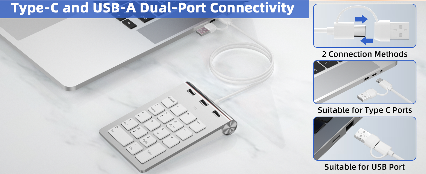 Type-C and USB-A Dual-Port Connectivity