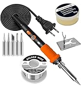 FUMEIYI 908B Orange Soldering Iron Kit 60W, Professional Soldering Tool with 5 Tips &amp; Solder Wire...