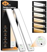 10.5 Inch Under Cabinet Lighting, 6 Color Temps Motion Sensor Light Indoor, LED Power Display Rec...