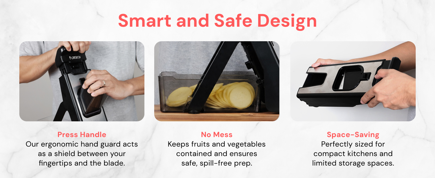 Fullstar Safe Mandoline Slicer has a smart and safe design