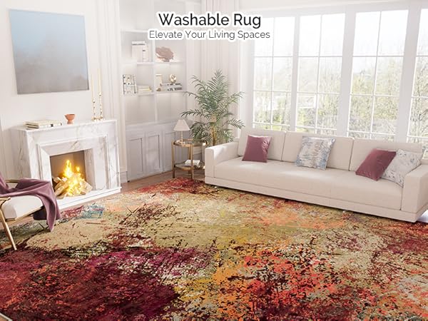 Abstract Rug for Living Room-red &amp;amp; orange-01