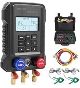 Rogvoc Digital Manifold Gauge, HVAC Refrigerants Digital AC Gauges Set with 2 Thermometer Clamps ...
