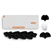 Lauspuck Keyboard Wrist Rest Pad Set, Leaf Shape PU Leather Memory Foam Wrist Cushion Support,Mou...
