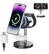 3 in 1 Wireless Charging Station Compatible with MagSafe, 15W Fast Charging Magnetic Mag-Safe Cha...