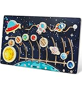 Zeoddler Movable Solar System Puzzle for Kids 3-6, Wooden Space Toys for Kids, Planets for Kids P...