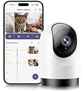 YOTON Indoor Security Camera, 2K 360° Wi-Fi Baby Monitor &amp; Pet Camera w/Motion Tracking, 2-Way Au...