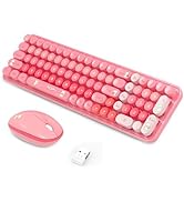 Wireless Keyboard and Mouse Combo, 2.4G Compact Small Ergonomic Cute Colorfull Wireless Keyboard ...
