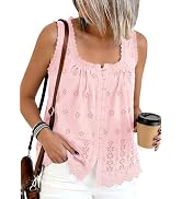 PRETTYGARDEN Womens Tank Tops 2026 Summer Button Down Shirts Embroidered Eyelet Dressy Casual Blo...