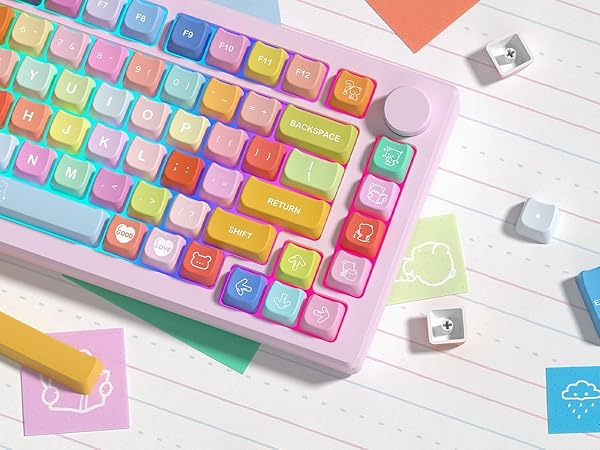 keycaps pbt Keyboard Keycaps 60 65 75 100 Percent, MOA Profile Cat Cute Keycap