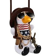 Cool Swinging Duck Car Hanging Ornament,Flying Duck with Sunglasses and Necklace, Cute Car Interi...