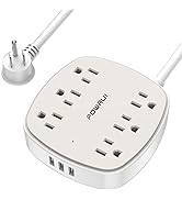 Power Strip Surge Protector with 6 FT, POWRUI Flat Plug Extension Cord with 6 Outlet Extender and...