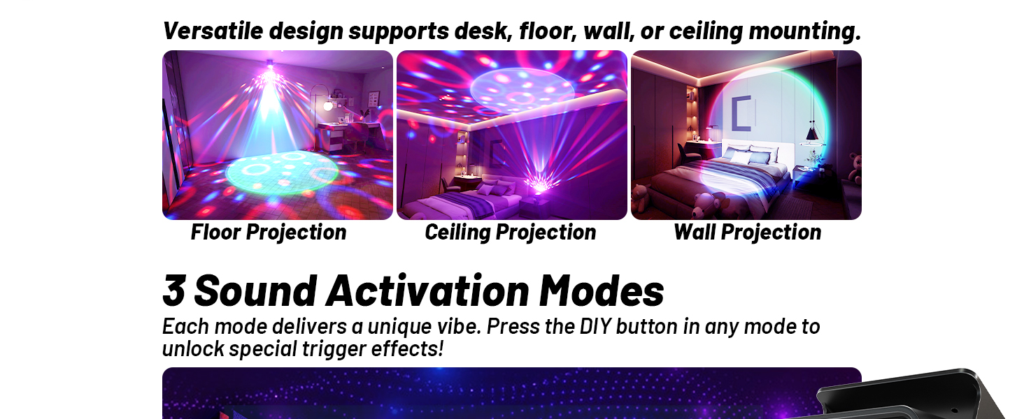 Versatile design supports desk, floor, wall, or ceiling mounting.