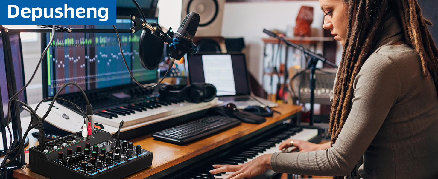 Depusheng 6 channel audio mixer, with 256 effects mixer