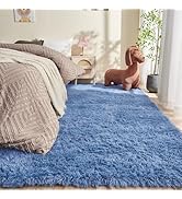 OPPODREAM 4x6 Blue Rugs for Bedroom, Ultra-Soft Fluffy Area Rugs for Living Room, 4 x 6 Shag Carp...