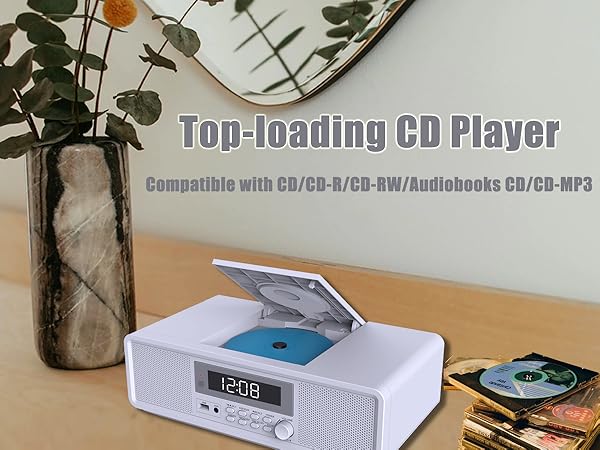 toploading cd player stereo white