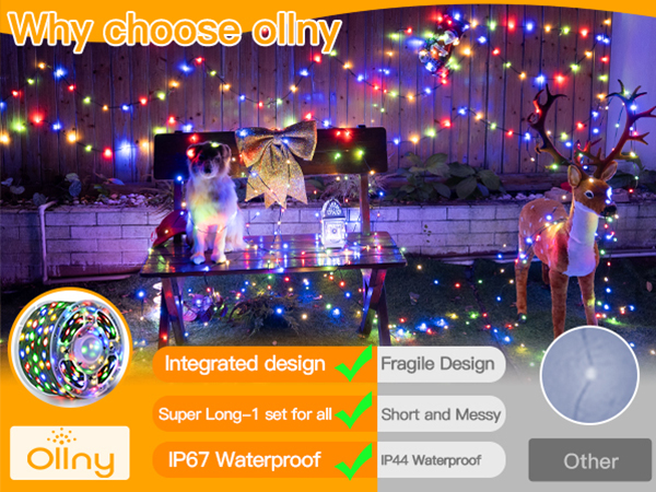 Ollny Super Long Christmas Lights Outdoor
