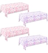 LINHAXM 4 Pack Butterfly Tablecloths, Butterfly Birthday Decorations for Kids' &amp; Girls' Birthdays...