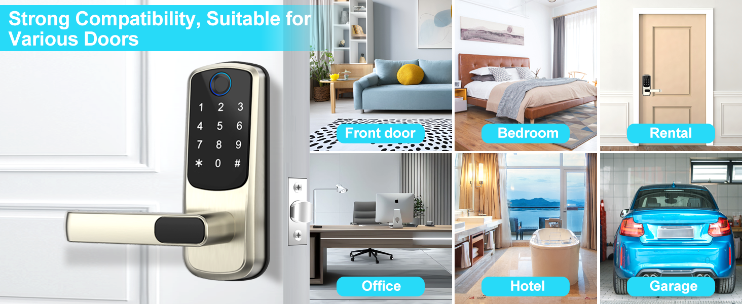 keyless entry door lock with handle