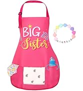 XLSXEXCL Big Sister Apron with Pockets, “Big Sister” Funny Apron Gifts for Girls, Adjustable Todd...
