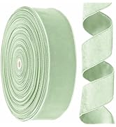 Velvet Wired Ribbon Christmas Velvet Wired Edge Ribbon 2.5 inchx100 Yards Satin Velvet Ribbon Chr...