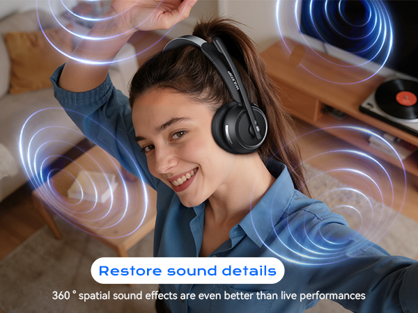 The stereo sound quality of the headset brings a richer audio experience to meetings, music...
