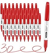 craftinova Red Permanent Marker Bulk, Fine Point Markers work on Plastic Metal Wood etc., Quick D...