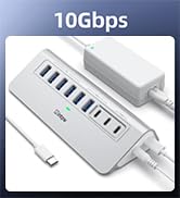 Powered USB Hub 10Gbps, intpw 9-Port USB 3.2 Hub, USB C Hub with USB A/USB C 3.2, 4 USB 3.0, 2 PD...