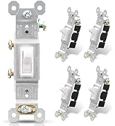 ELEGRP Single Pole Toggle Light Switch, 15 Amp, 120 Volt, Toggle Framed AC Quiet Switch, in Wall ...