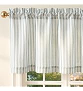 jinchan Linen Boxter Stripe Valances for Window 16 inch,Aqua Blue,1 Panel | Light filtering, Rod ...
